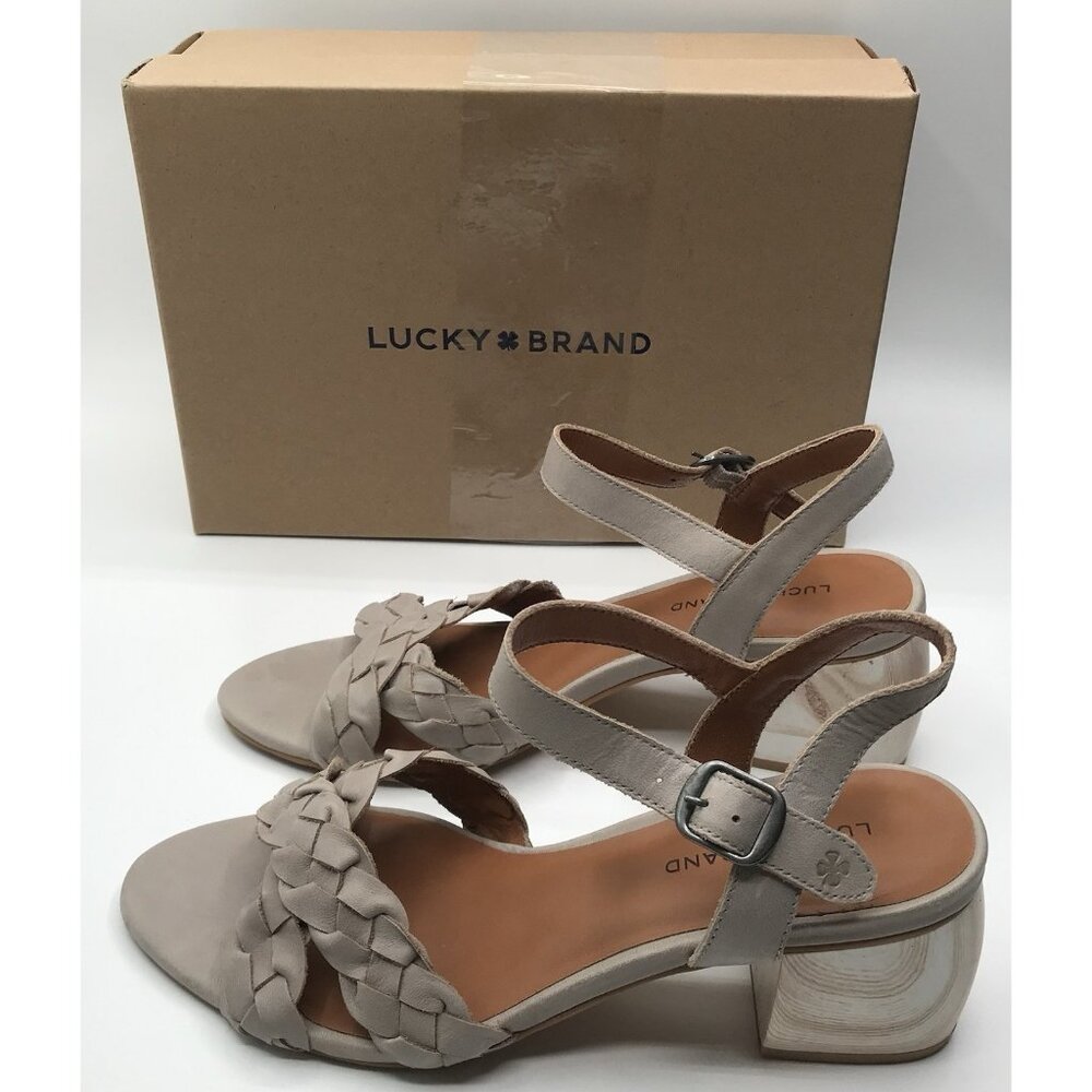 Lucky Brand Sandals Women's Size 7.5 M Nattika Braided Heel Leather‎